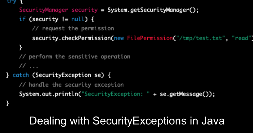 Dealing with SecurityExceptions in Java